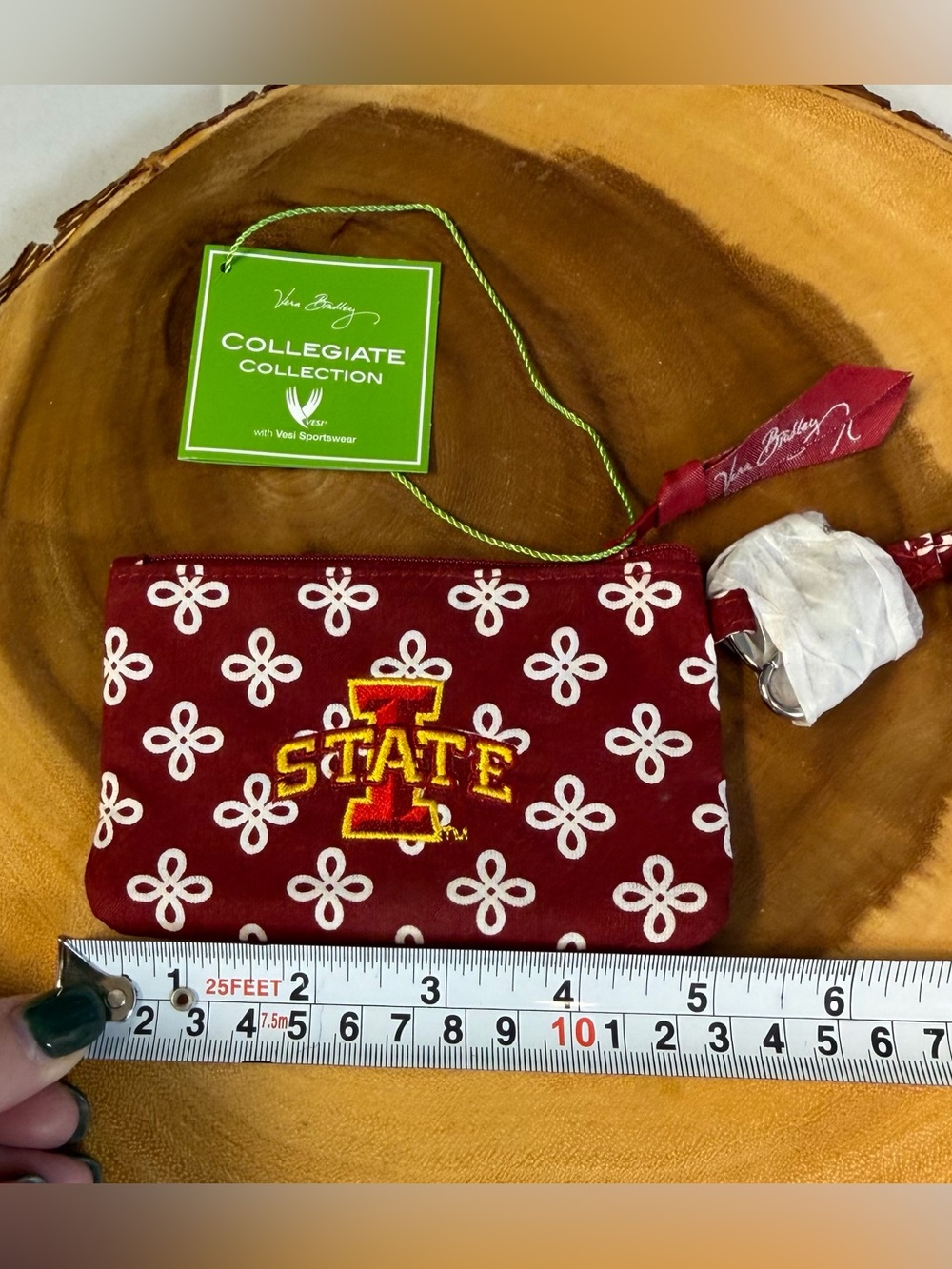 Vera Bradley Iowa State Cyclones Zip ID Lanyard Cardinal Red Quilted Collegiate - Picture 3 of 7